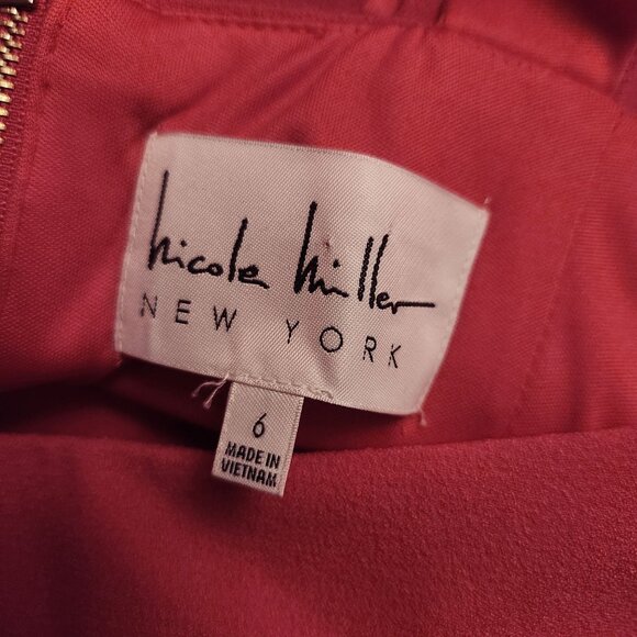 Nicole Miller Pink Coral Dress Size 6 Cut-Out Back With Bow Accents - Picture 5 of 8